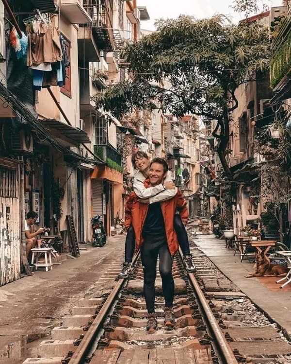 Beautiful photo taken at the train cafe in Hanoi