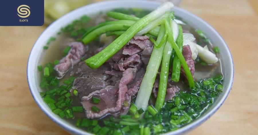 The broth at Pho Suong Hanoi is made exclusively from beef marrow bones, without using any other type of bone