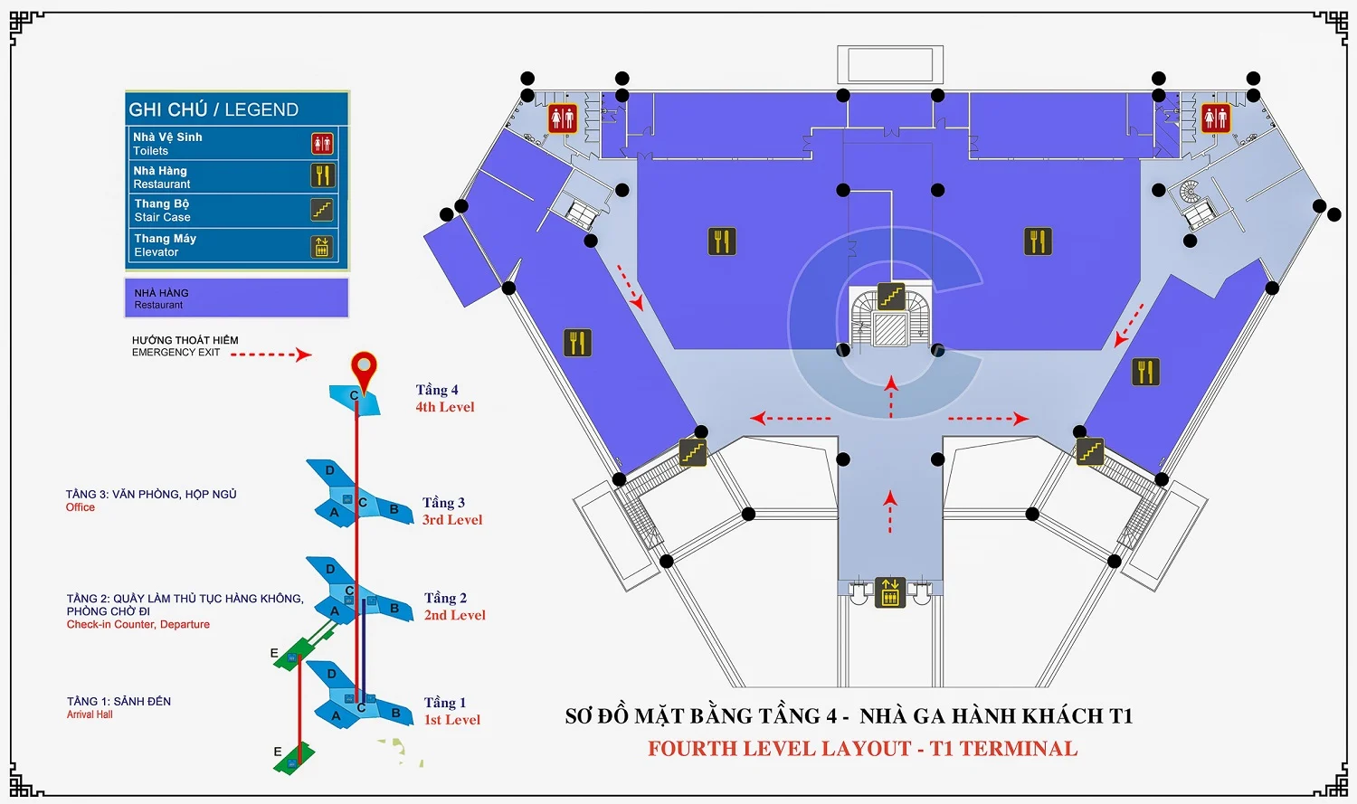 Noi Bai Airport T1 map - 4th floor area