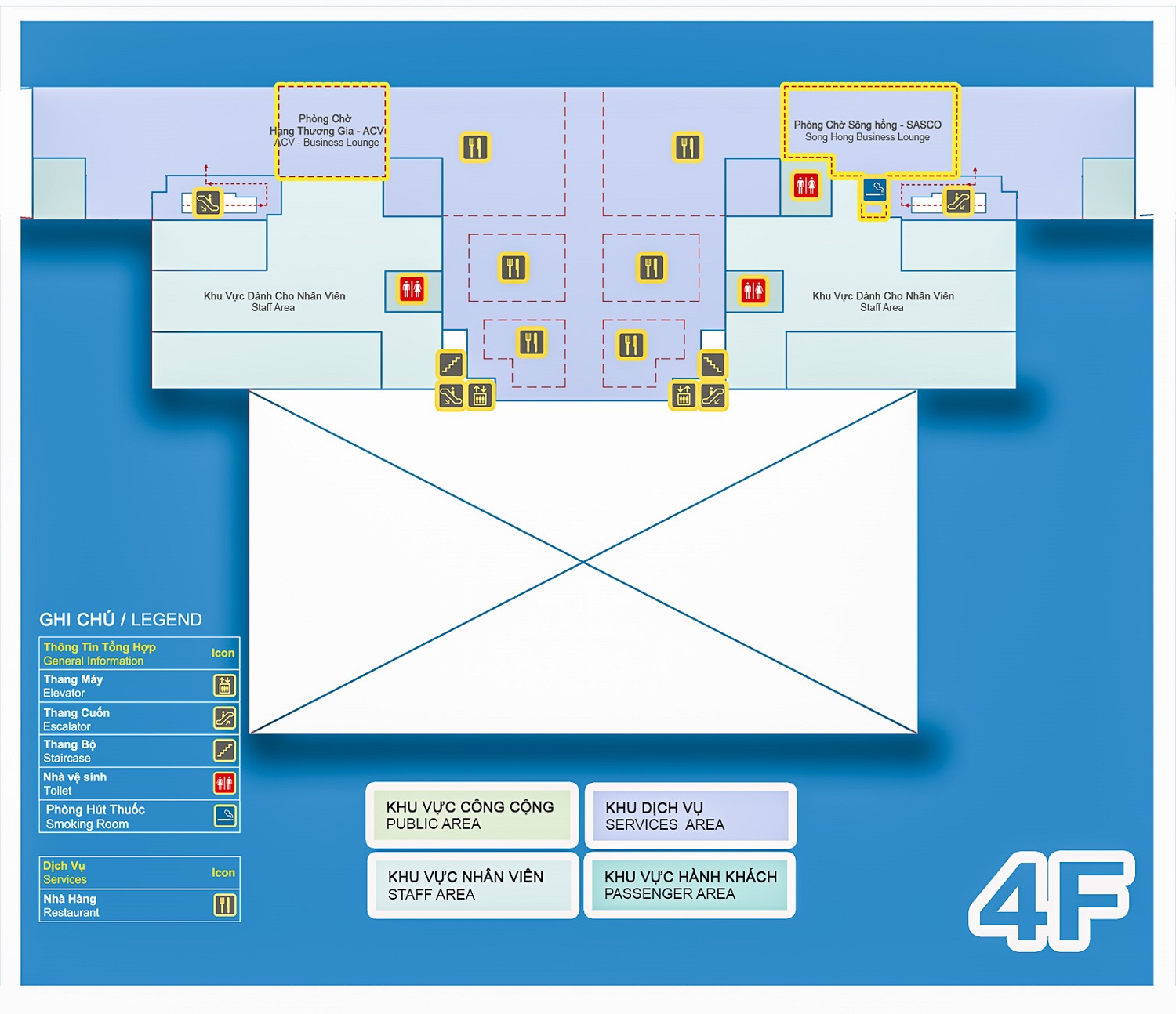 Map of Noi Bai airport international terminal area 4th floor