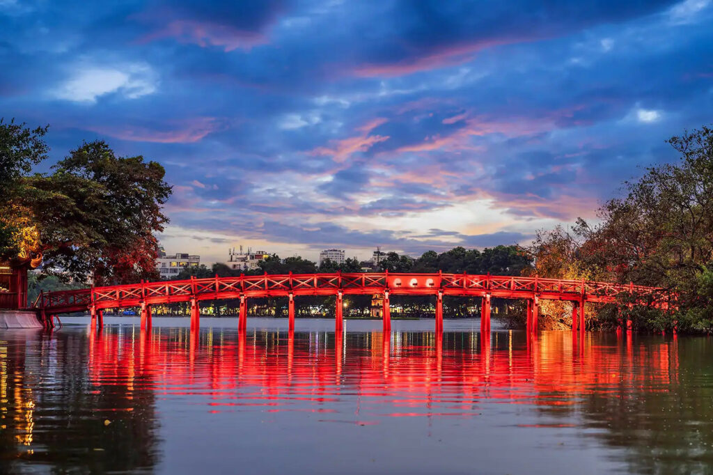 The Huc Bridge in Olad Quarter Hanoi