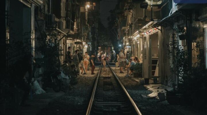 Hanoi Train Street at night