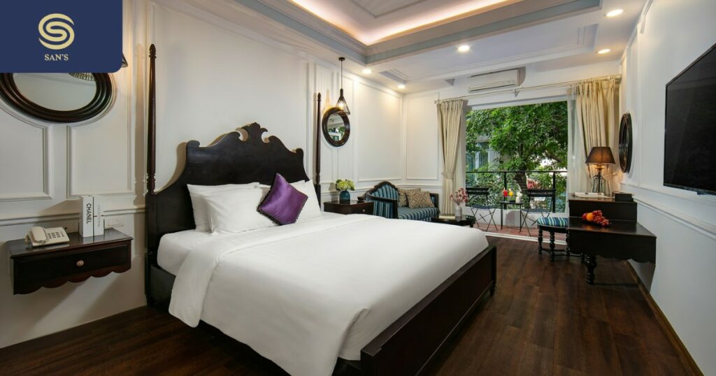 The room is designed in a modern style with a bit of classic style